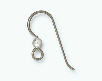 Niobium Ear Wires Hypo Allergenic Gray Fine Silver Ball 5 Pair 90-5120-02
