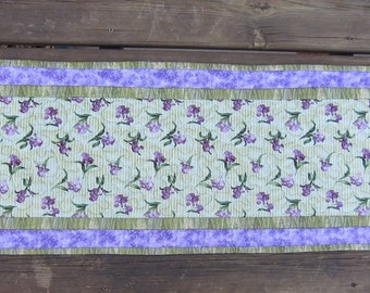 Lavender Iris Table Runner Reversible Quiltsy Handmade