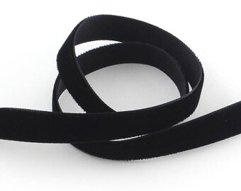 2m/5m/10m, 1/2" (12.7mm), Single Face Velvet Ribbon, Choker Ribbon , Velvet Choker Ribbon In Black