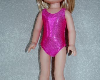 Swimsuit for 14.5" Wellie Wishers or Melissa & Doug Doll Clothes shimmery dark pink tkct1152 READY TO SHIP