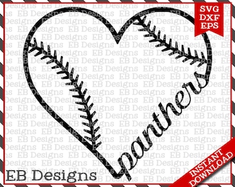 Panthers Baseball Love SVG DXF EPS Cutting Machine Files Silhouette Cameo Cricut Panthers Vinyl Cut File Softball Vector svg file