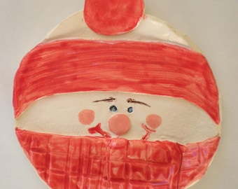 Hand Sculpted Ceramic Snowman Plate/Plaque