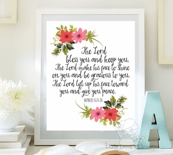 Bible Verse Art Printable flowers Scripture Print nursery wall