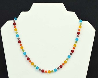 Rainbow sea glass necklace rainbow beaded necklace colorful sea glass jewelry unique gift for mother gift for wife girlfriend sister
