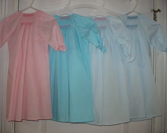Custom Hand Smocked Baby Daygown Your INITIAL or MONOGRAM, You choose the fabric and the color of thread