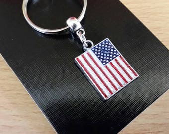 American flag keychain, United States flag keyring, US, USA, stars and stripes keychain, bag charm