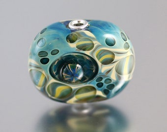 Lampwork Bead Focal - Aqua - Lampwork Bead - Tab