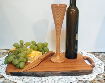 Hand made Oak Champagne Flute Glass/wedding gift/brides gift