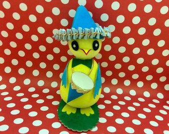Vintage Flocked Easter Chick, Kitschy, Made In Japan, Easter Decoration, Easter Novelty, Spring Chick, Easter Decor