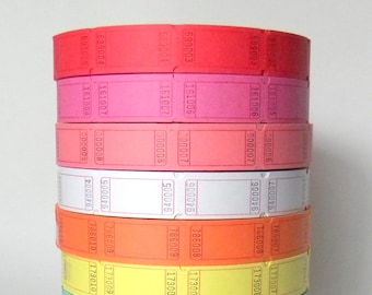 100 Numbered Plain Carnival Tickets, Prize Tickets, Numbered and Blank on Back, Circus Tickets, Pick Your Color