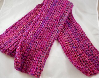 Hand Knit Scarf Chunky Soft Acrylic Purple Multi