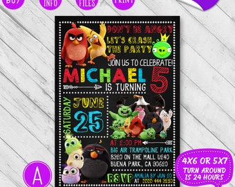 Angry birds birthday invitation, Angry birds invitation, Angry birds birthday, Angry birds invite, Angry birds party, Boy, Girl, printable
