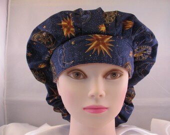 Women's Bouffant Scrub Hat Celestial
