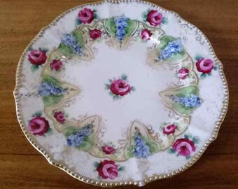 Hand Painted Nippon Decorative Plate-Roses