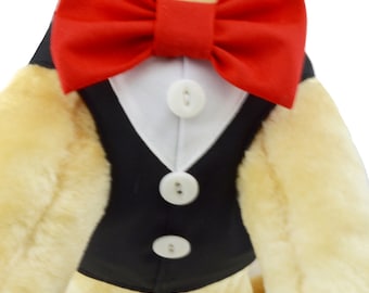 Black Step In Dog Harness with Shirt Front and Bow Tie