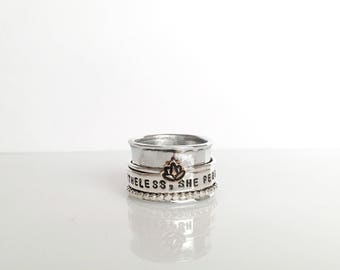 Meditation Ring, Worry Ring, Fidget Ring, Spinning Ring, Anxiety Ring, Silver Spinner Ring, She Persisted, Nevertheless, Nevertheless She
