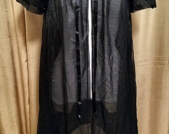 Vanity Fair 1950's Peignoir Black Robe Size 32