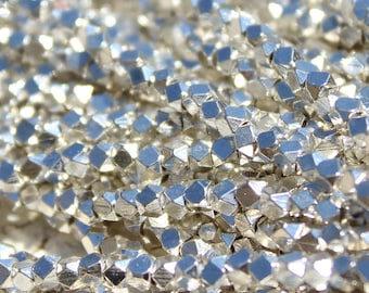 Silver Plated Metal Beads, Polygons with Diamond Facets from India - M-007