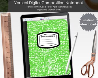 Digital Composition Notebook for GoodNotes Functioning Clickable Hyperlinks PDF File Blank Tabs Lined Paper Blank Pages School Academic