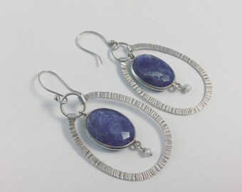 Hammered Sodalite Earrings