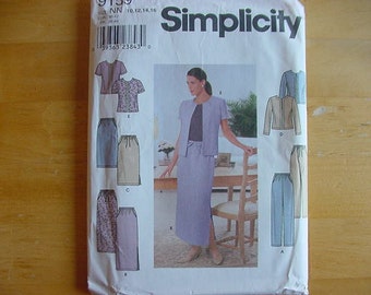 2000 Simplicity Pattern 9159, Misses Pants, Skirt, Semi-Fitted Jacket, Multi-Size 10-16, Uncut