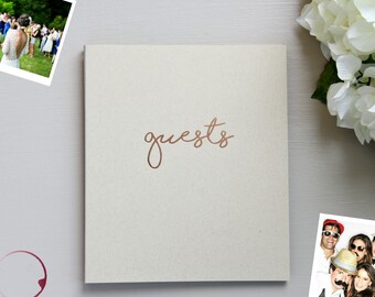 Fast Shipping> Photo Guest Book Rustic Wedding Guest Book Wedding, Kraft Beige Embossed Rose Gold Wedding. Wedding Guestbook Photo Wedding.