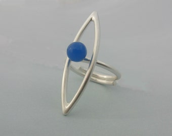 blue agate ring - sterling silver ring - statement ring - handmade ring - adjustable ring - dainty - gift for her