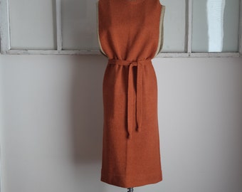 Vintage 1970 Miss Pat Rust Orange Sweater Dress w/ Belt