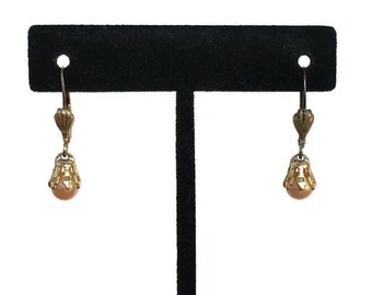 West Germany clip on earrings vintage pink pearl bead jewelry gift for mom