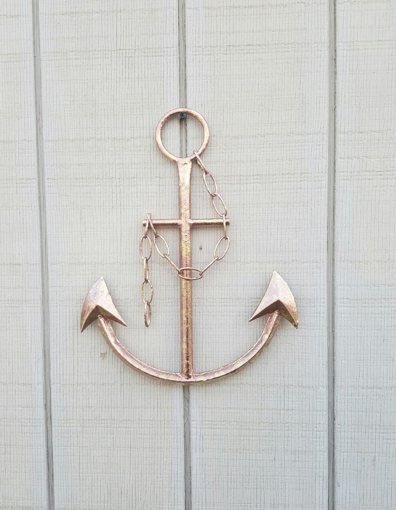 Large Anchor Wall Decor Gold Patina Art