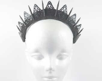Black Filigree Spike Tiara - by Loschy Designs