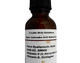 Super Intensive Anti-Aging Serum Pure Hyaluronic Acid, CoQ-10, Vitamin C,Vitamin E, Collagen, and DMAE