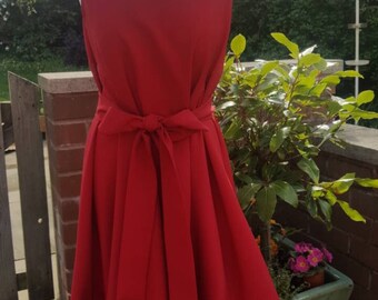 Handmade ruched Alice dress in rich red