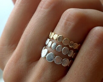 14k Gold Small Pebble Ring | Stacking Ring | Nature Inspired Ring