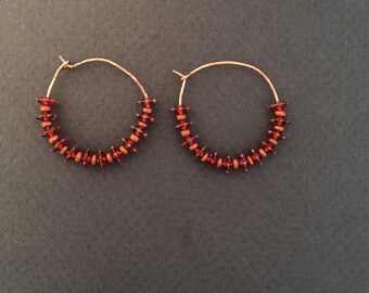 Swarovski Crystal with Copper Hoops Earrings FREE SHIPPING