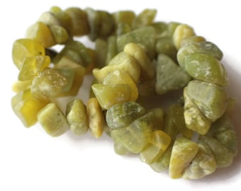 Large Dark Olive Green Beads New Jade Beads Serpentine Beads Chip Beads 17 Inch Strand Nugget Stone Beads Gemtone Beads