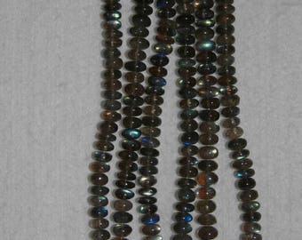 Labradorite, Labradorite Rondelle, Grade A+, Smooth Rondelle, Natural Stone, Semi Precious, Gemstone Bead, Full Strand, 7 mm, AdrianasBeads