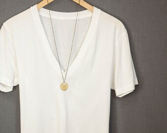 SCARAB AMULET Necklace // Brass Scarab Necklace // Long Boho Necklace // Round Egyptian Pendant // Layering Chain Extra Long Necklace