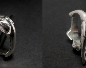 Humming bird and flower ring - Sterling silver - Ruby
