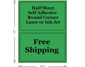 Standard Green Shipping Labels 8.5x5.5 Half Sheet Self Adhesive Etsy PayPal Stamps USPS InkJet Laser Free Same Day Shipping