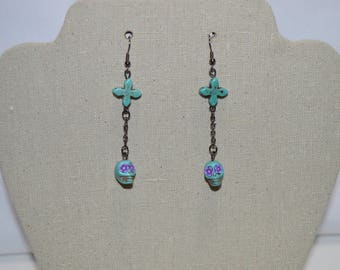 Calavera Earrings, Sugar Skull Earrings, Drop Earrings
