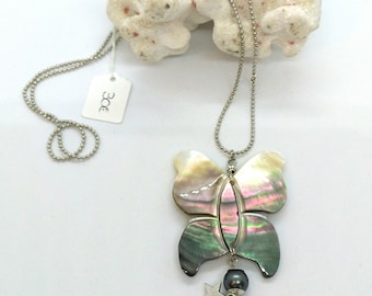 Mother of Pearl Butterfly Necklace
