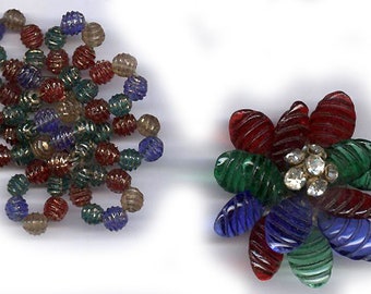 vintage findings colorful glass beads COLOR BLEND western germany embellishment take apart antique inspiration repurposing