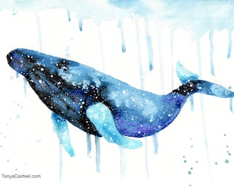 Humpback Whale Spirit Animal ORIGINAL Watercolor 9X12