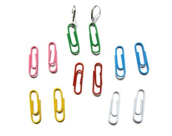 Paperclips earrings, rainbow earrings, silver earrings, DIY earrings, DIY set, blue earrings, pink earrings, red earrings, green earrings