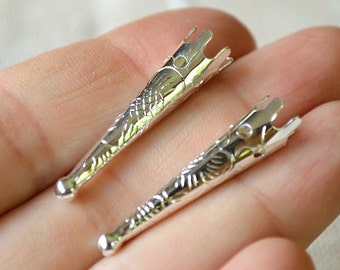 10pcs Bola Tips Flowers Silver Plated Steel 33x7mm Bolo Cord Ends Tip Findings