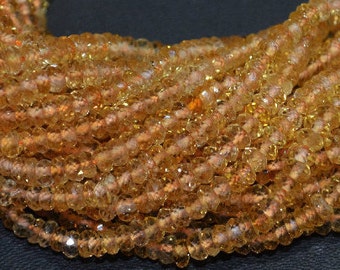 100 Strands Natural citrine Rondelle Faceted 3-3.5 mm