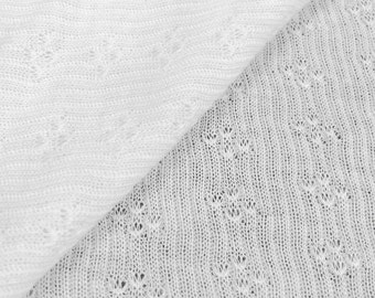 100% Cotton Pointelle Knit Fabric (Wholesale Price Available By the Bolt) USA Made Premium Quality - 5583C White - 1 Yard