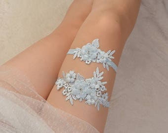light blue bridal garter, something blue garter, wedding garter, bride garter, lace garter, rhinestone beaded lace garter,garter for wedding