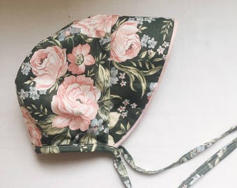 Floral brimmed Baby Bonnet
